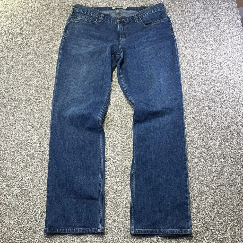 Carhartt Original Fit Straight Leg Jeans Womens 14 Blue Medium Stretch‎ Denim